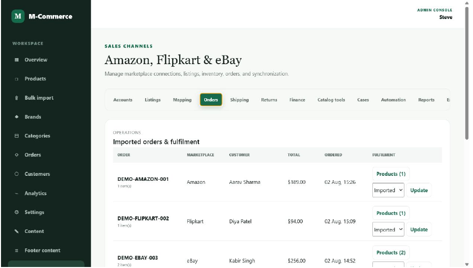 Marketplace Operations order and fulfilment workspace from the client proposal